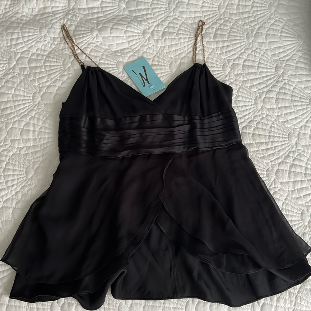 Vintage New with tags chiffon and silk black Marciano top